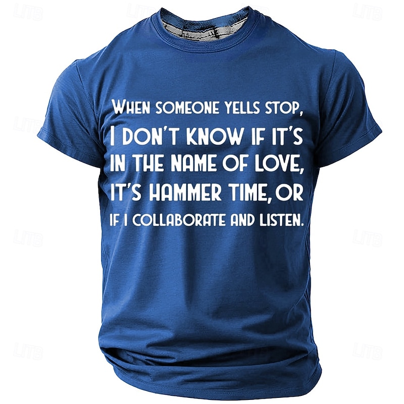 Men's Funny Graphic T-Shirt | Pop Culture Music Quote Tee 'When Someone Yells Stop' Short Sleeve
