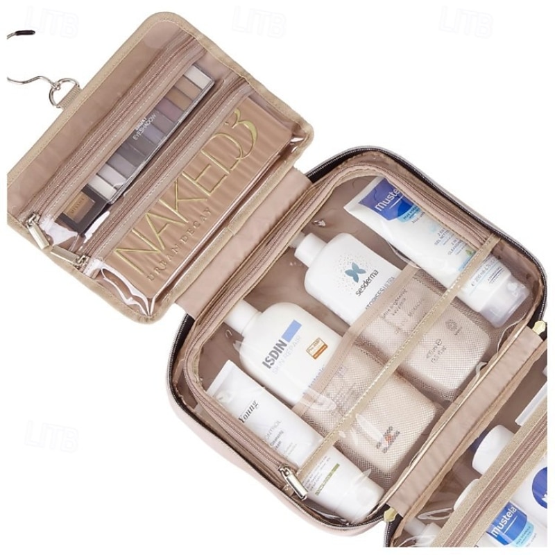 Travel Toiletry Bag for Women & Men, Waterproof Makeup Bag with Hanging Hook and Multiple Pockets, Cosmetic Bags for Women, Travel Essentials,4