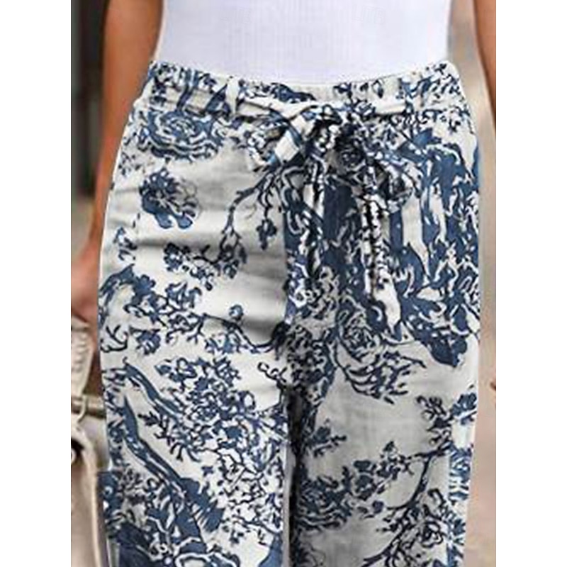 Women's Wide Leg Baggy Pants Fashion Streetwear Full Length High Waist Graphic Pocket Elastic Waistband Comfy Soft Comfortable Micro-elastic Outdoor Street White Yellow Red Dark navy Summer Spring2