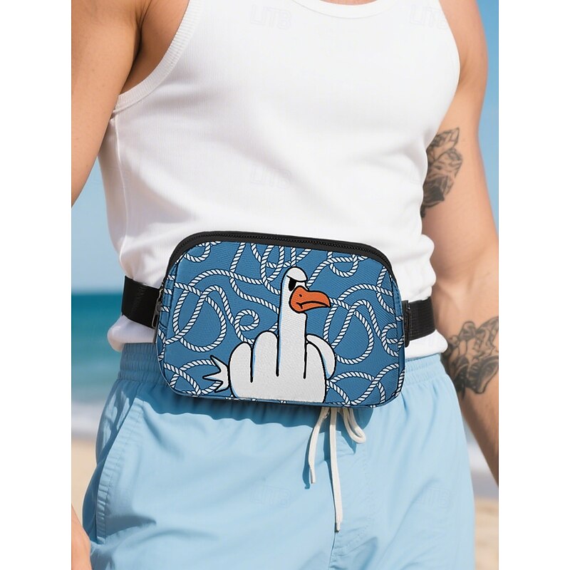 Men's Funny Duck Graphic Crossbody Fanny Pack – Adjustable Waterproof Belt Bag for Travel, Casual and Outdoor Activities2