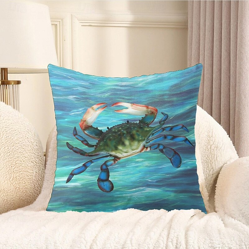 Ocean Crab Decorative Toss Pillows Cover 1PC Soft Square Couch Cushion Case Pillowcase for Bedroom Livingroom Sofa Chair