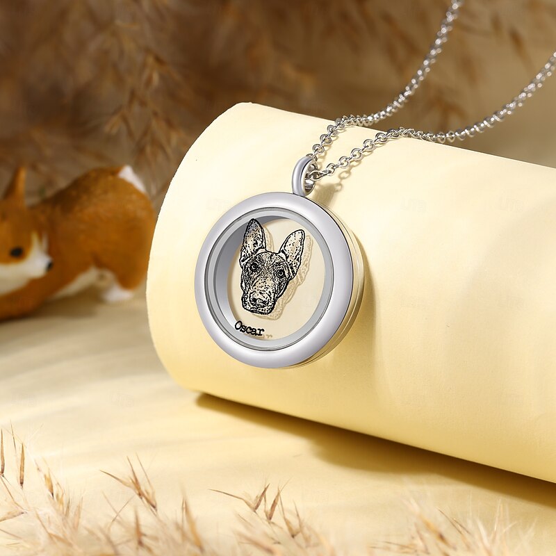 1 PC Personalized Custom Pet Ash Necklace Used To Commemorate Your Favorite Pet Inside Can Place Pet Ashes Can Customize Pet Photos Available In Three Colors.4