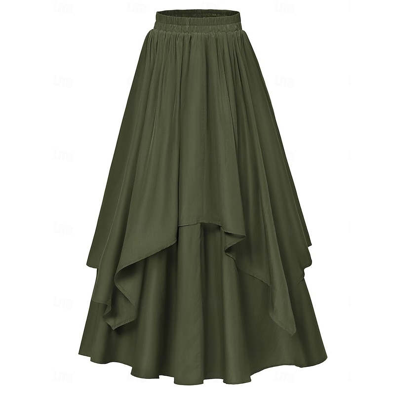 Retro Vintage Medieval Renaissance Ankle Length Skirt Maxi Skirt Solid Color A-Line Fancy Dress Women's Celtic Pirate Masquerade Casual Daily Adults' Skirt2