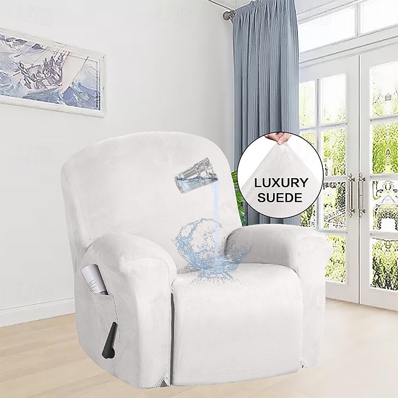 Solid color all-wrap waterproof suede recliner cover Simple protective cover Super smooth Rocking chair cover recliner cover