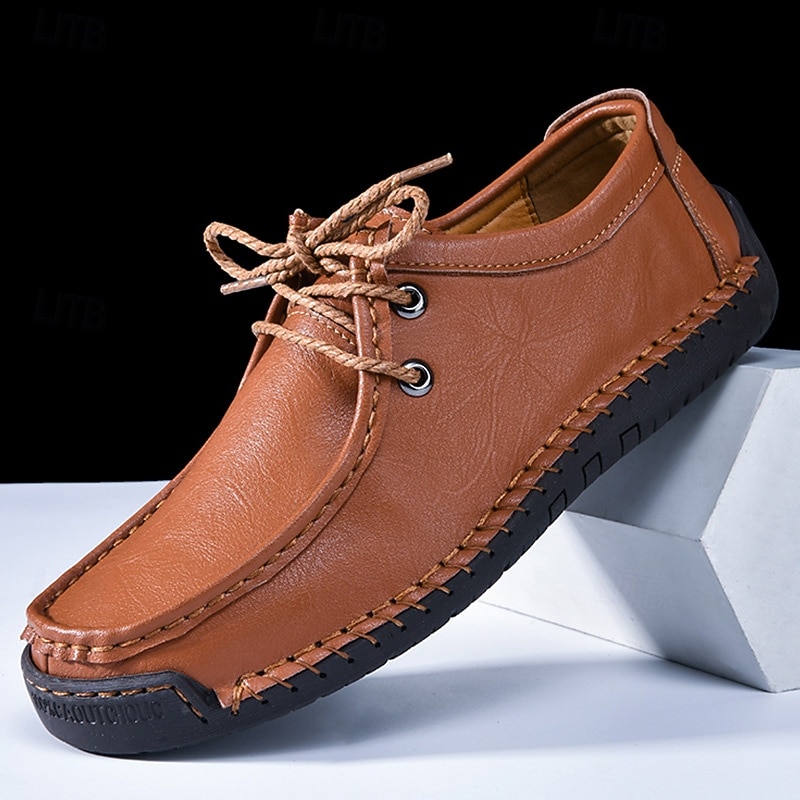 Men's Faux Leather Lace - Up Shoes - Stylish & Comfortable, Ideal for Business - Casual Occasions & Office - to - Evening Transitions