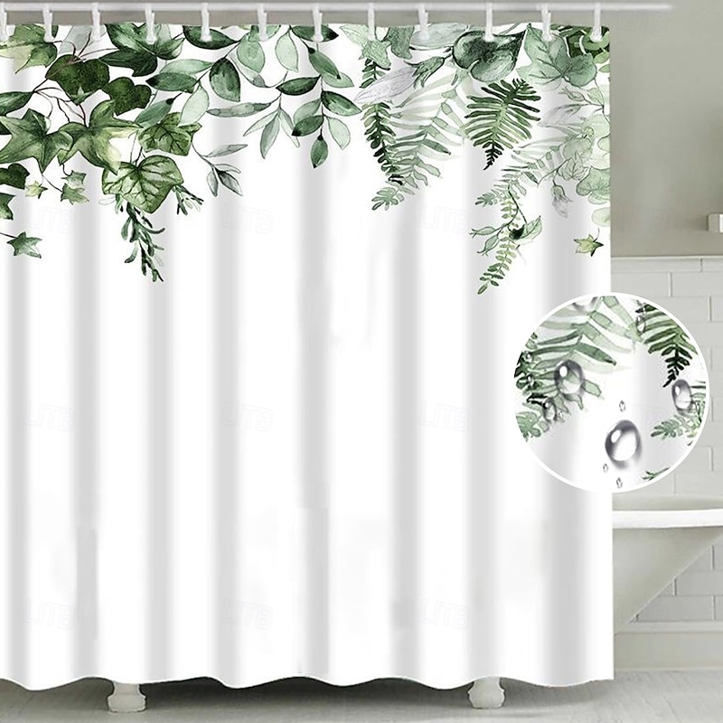 Shower Curtain with Hooks 180cm*180cm(70