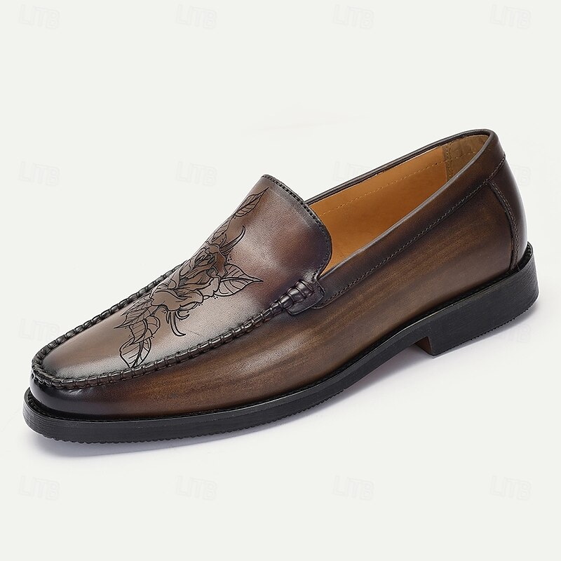 Men's Burgundy Leather Loafers with Decorative Stitching – Kentucky Derby Shoes for Elegant Casual Occasions2