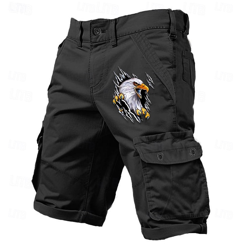 Men's Graphic Eagle Patriotic Cargo Shorts Work Shorts Mid Waist Classic Casual Outdoor Camping & Hiking Multiple Pockets Designer Clothing Apparel