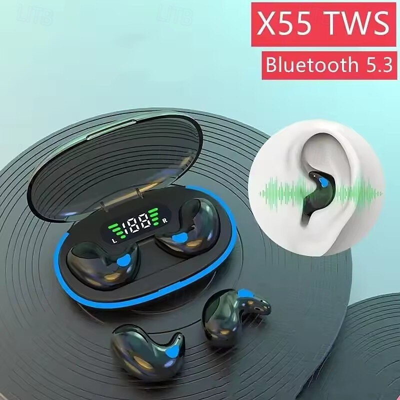 X55 True Wireless Earbuds Bluetooth 5.3 In-Ear TWS Headphones LED Display for Travel & Entertainment