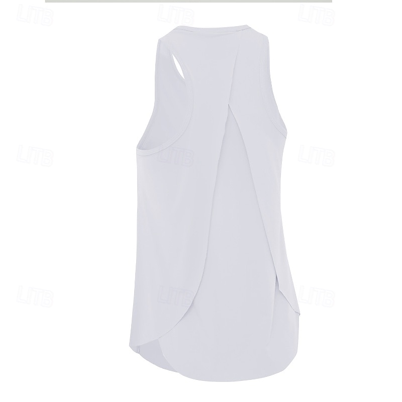 Women's Solid Colored Workout Tank Top Sport Shirt Sports Tank Top Tank Top Sleeveless Split Tennis Golf Pickleball Crew Neck Racerback Top Earth Yellow Black White Tennis Clothing3