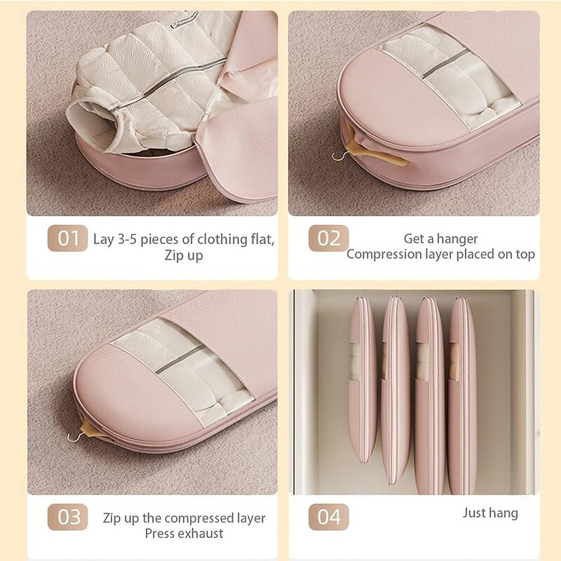 Space Saving Hanging Garment Bag with Self Compression Zipper, Self Compression Zip Garment Bags, Space Saving Hanging Bag, Protects Clothes from Wrinkles4