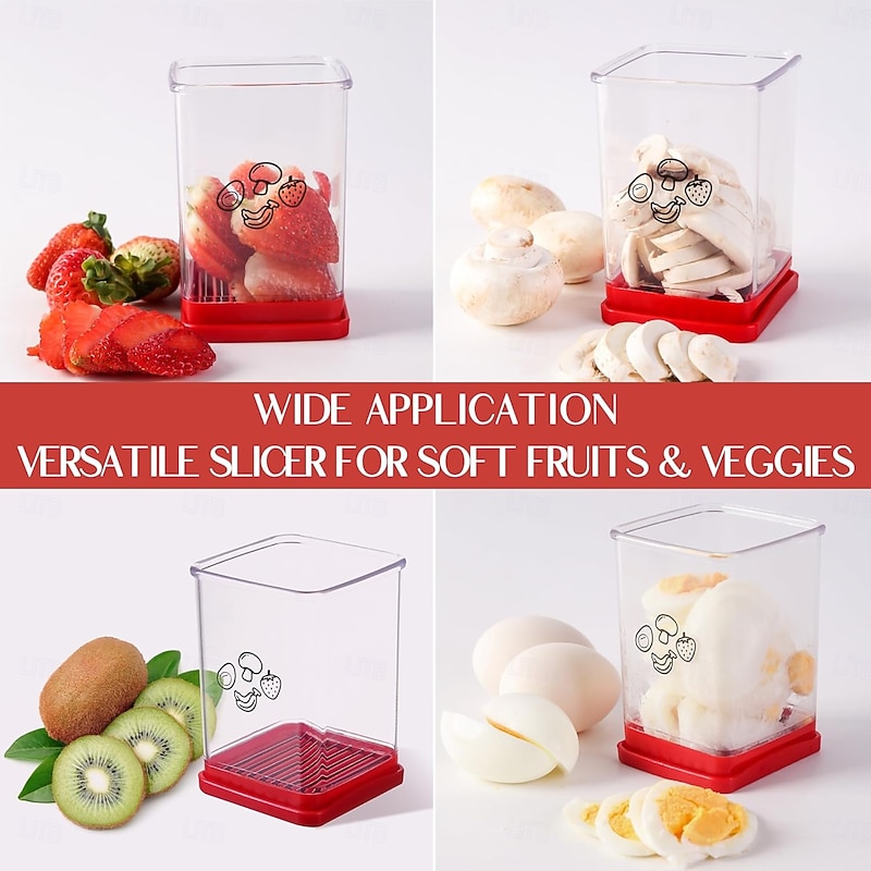 Stainless Steel Strawberry & Vegetable Slicer with Push Plate - Quickly Makes Fruit & Veggie Salad - Must Have Kitchen Gadget2