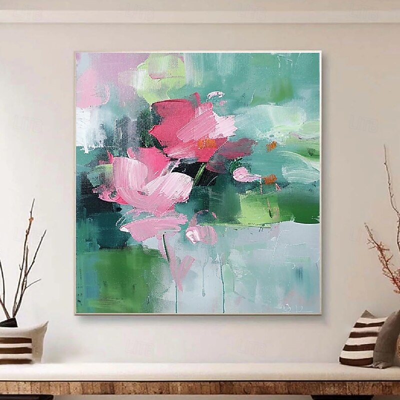 Large hand painted Flower Landscape Oil Painting On Canvas Pastel Floral Painting Spring Flower Scenery Painting wall art picture Large Wall Art painting for Living Room Decor