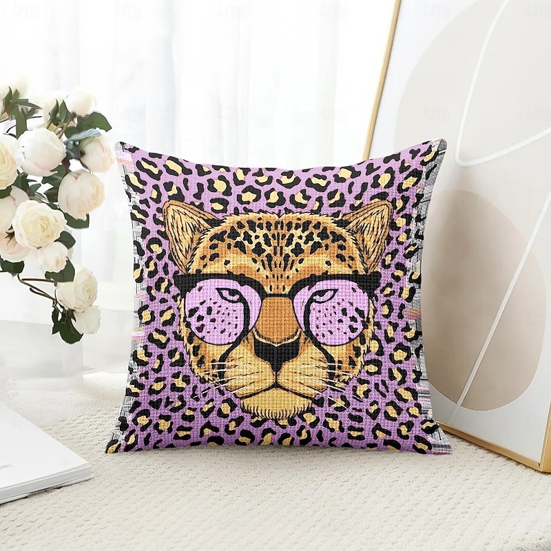 Animal Leopard Decorative Toss Pillows Cover 1PC Soft Square Couch Cushion Case Pillowcase for Bedroom Livingroom Sofa Chair4
