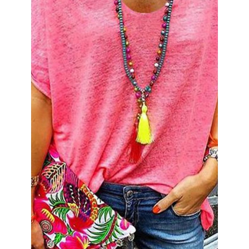 Women's T Shirt Solid Color Plain Fashion Stylish Classic Short Sleeve V Neck Regular Tops Daily Weekend Black White Pink Gray Summer Spring3