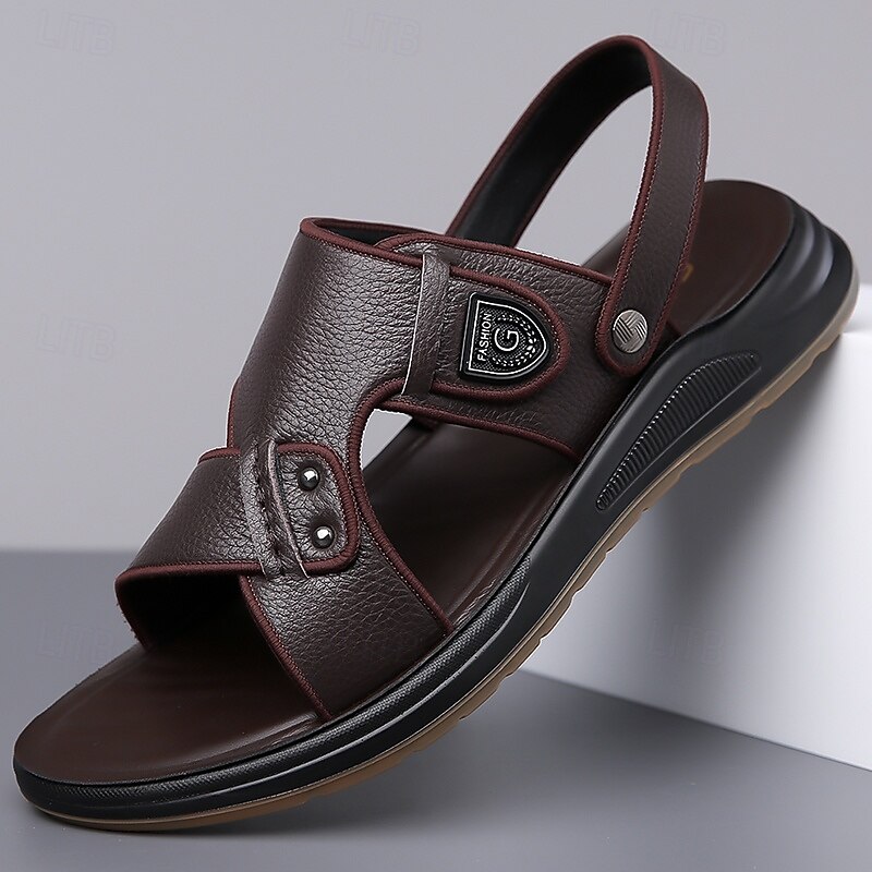 Men's Fashionable Faux Leather Sandals with Buckle Straps – Trendy and Comfortable Footwear for Summer and Everyday Wear