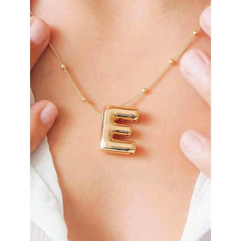 Gold Plated Bubble Letter Pendant Necklace – Personalized 26 Alphabet Initial Charm Jewelry for Women and Girls – Trendy Minimalist Style for Birthday, Graduation or Daily Wear2
