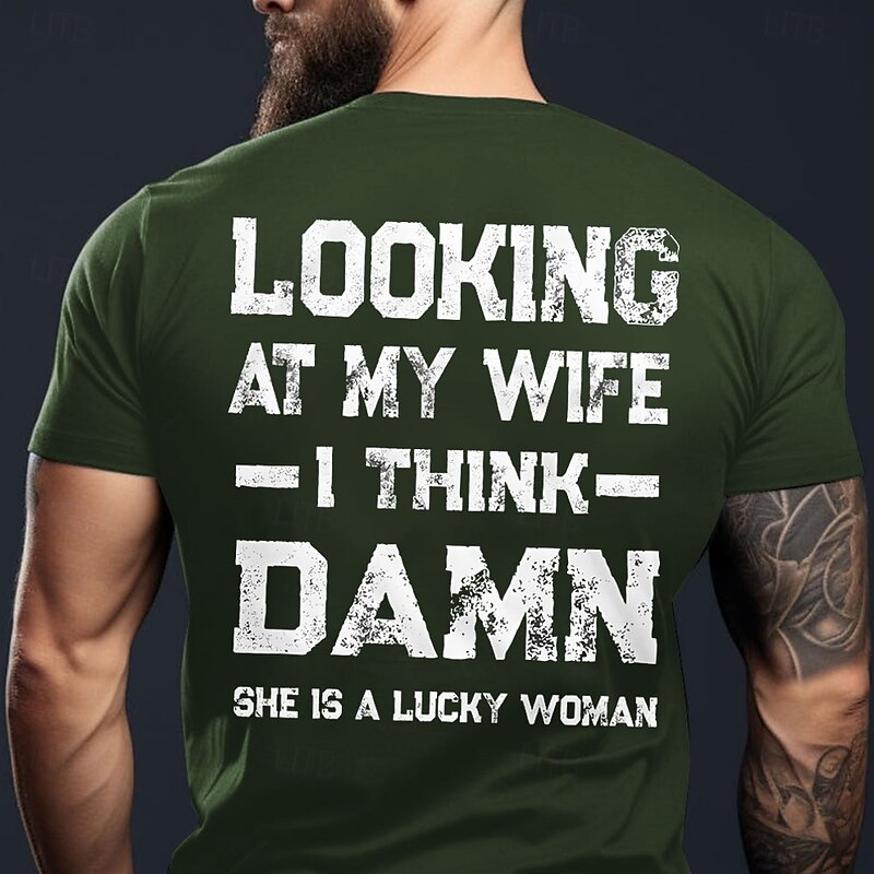 Men's Funny Wife T Shirt Short Sleeve T shirt 3D Print Crew Neck Shirt Fashion Daily Casual Street Casual Daily Black Blue Green Summer Spring All Seasons Clothing Apparel S M L XL XXL XXXL3