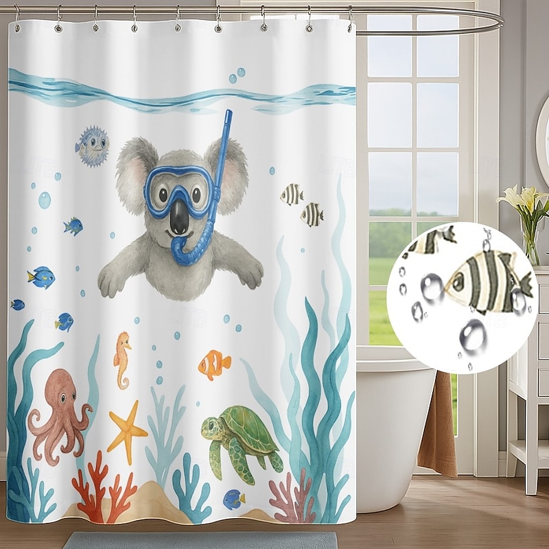 Shower Curtain with Hooks 180cm*180cm(70