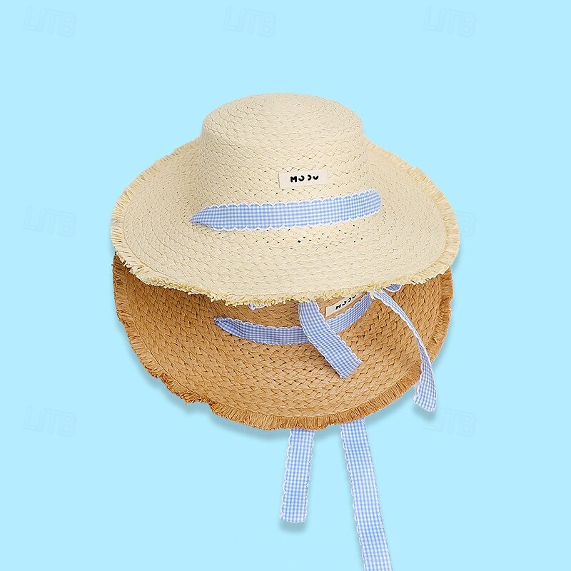 Retro Vintage Sweet Lolita 1950s Braid Sun Hat Ribbon Fancy Dress Women's Tea Party Beach Adults' Hat Summer2