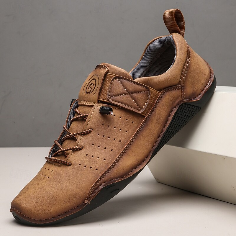 Men's Brown Casual Sneakers – Versatile Slip-on Shoes with Soft Leather for Everyday Comfort