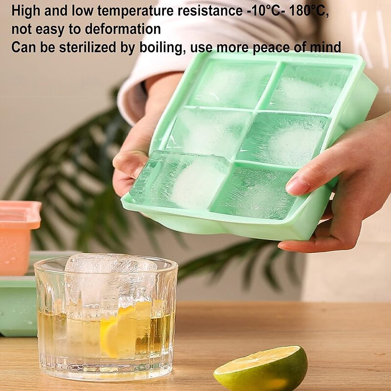 Ice Ball Maker Mold, Giants Square Ice Cubes Maker Reusable BPA Free Ice Moulds, Caramel Candy Silicone Molds3