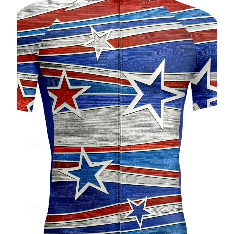 Men's Cycling Jersey Graphic Geometric National Flag Short Sleeve Bike Tee Tshirt Top with 3 Rear Pockets UV Resistant Quick Dry Front Zipper Reflective Strips Sports Navy Blue Clothing Apparel3