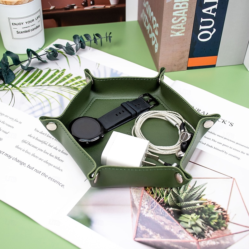 Desktop Organizer Tray, Multi-Compartment Storage Box for Keys, Cosmetics, Jewelry, and Miscellaneous Items, Foldable Entryway Storage Tray