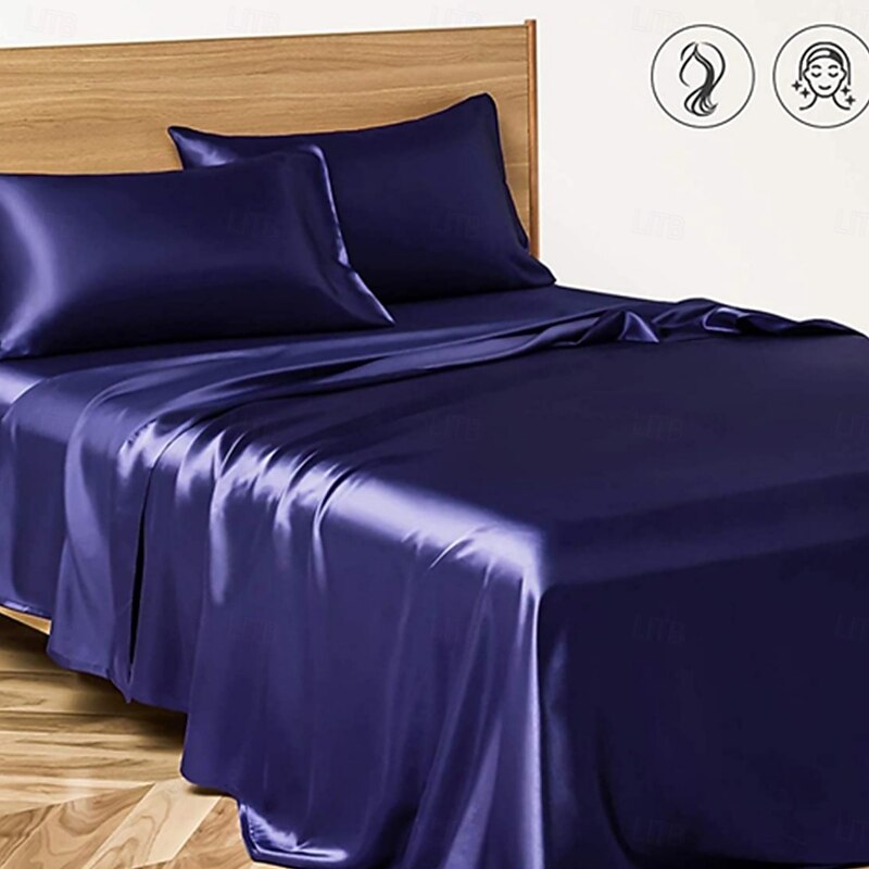 Satin Imitation Silk Bedding Four-piece Set Bed Sheet Bed Cover Pillowcase Combination Sheet Set2