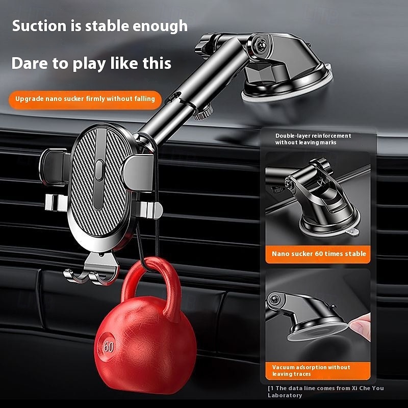 ABS Dashboard Car Cell Phone Holder - Waterproof Swivel Holder Stand with Suction Cup for Auto Multi-Function Navigation Clip Supports Smartphones Size 4-7