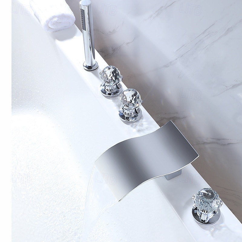 Bathtub Faucet - Modern Contemporary Electroplated Roman Tub Brass Valve Bath Shower Mixer Taps2
