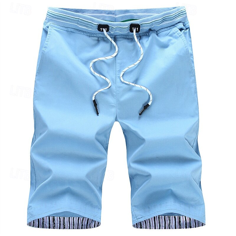 Men's Dress Shorts Burmuda Shorts Work Shorts Pocket Drawstring Plain Comfort Breathable Knee Length Outdoor Business Fashion Casual Black Red4