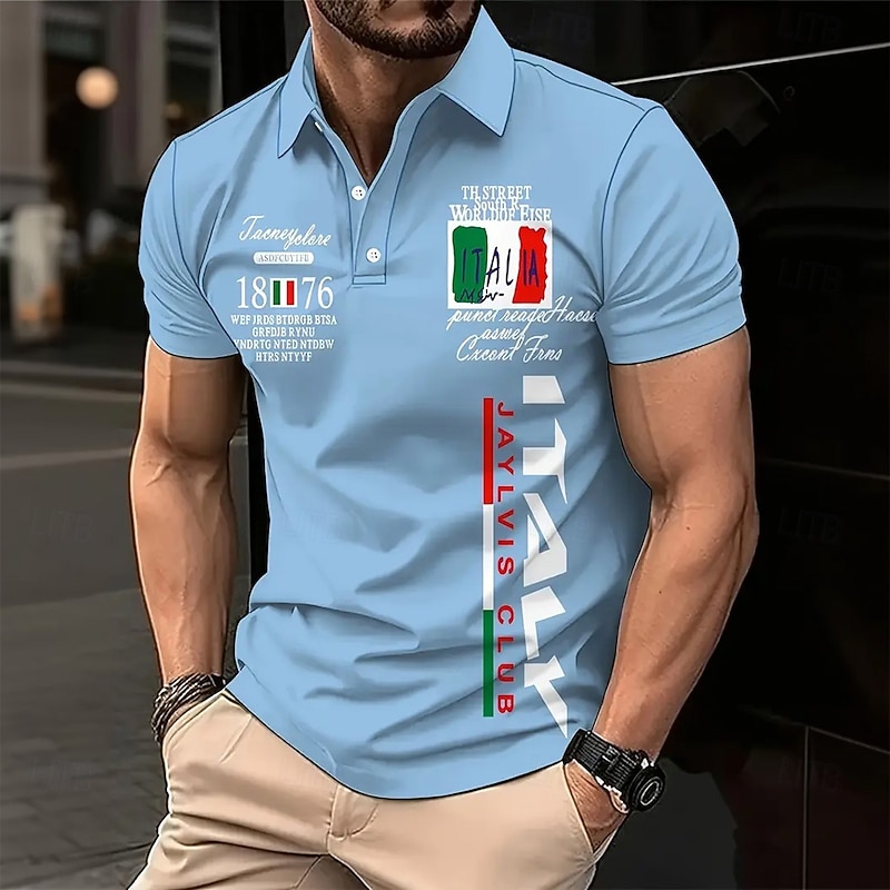 Men's Graphic Polo Short Sleeve Polo Shirts Collared Shirts Casual Outdoor Athleisure Daily Wear 3D Print Summer Black Light Green Blue2