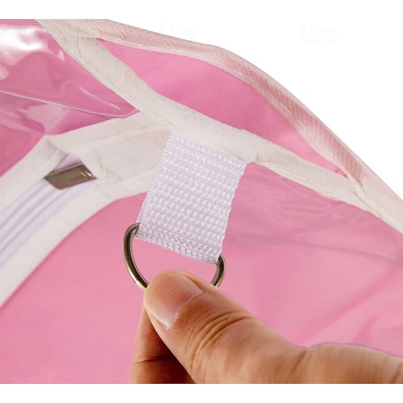 Kids Garment Bag with 3 Zipper Pockets, Transparent PVC Suit Cover with Polyester Backing, Dustproof Hanging Storage Bag for Dresses, Costumes, Travel, Competitions3