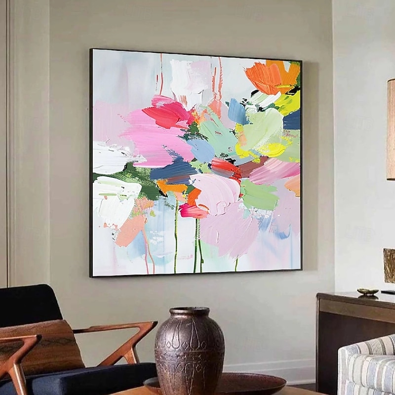 Oil painting Hand painted Colorful Dots Oil Painting on Canvas Modern Textured abstract painting Handmade Wall Art 3D Floral Painting Contemporary Art Large Wall Art Living Room Decor