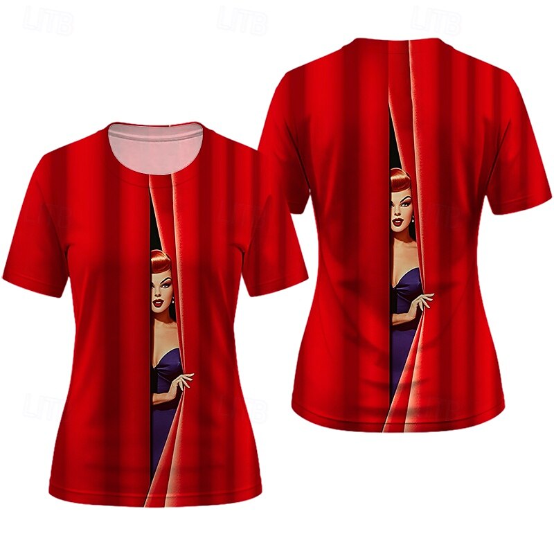 T-shirt Retro Poster Retro Girl Graphic For Women's Adults' Masquerade 3D Print Vacation Party4