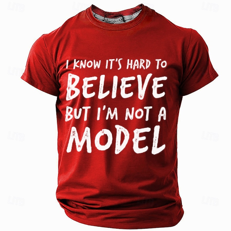 Men's Funny Graphic T-Shirt: "I'm Not A Model" Short Sleeve Lifestyle Humor Tee3