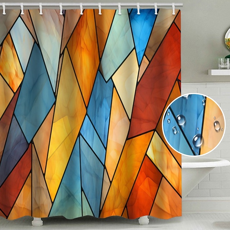 Shower Curtain with Hooks 180cm*180cm(70