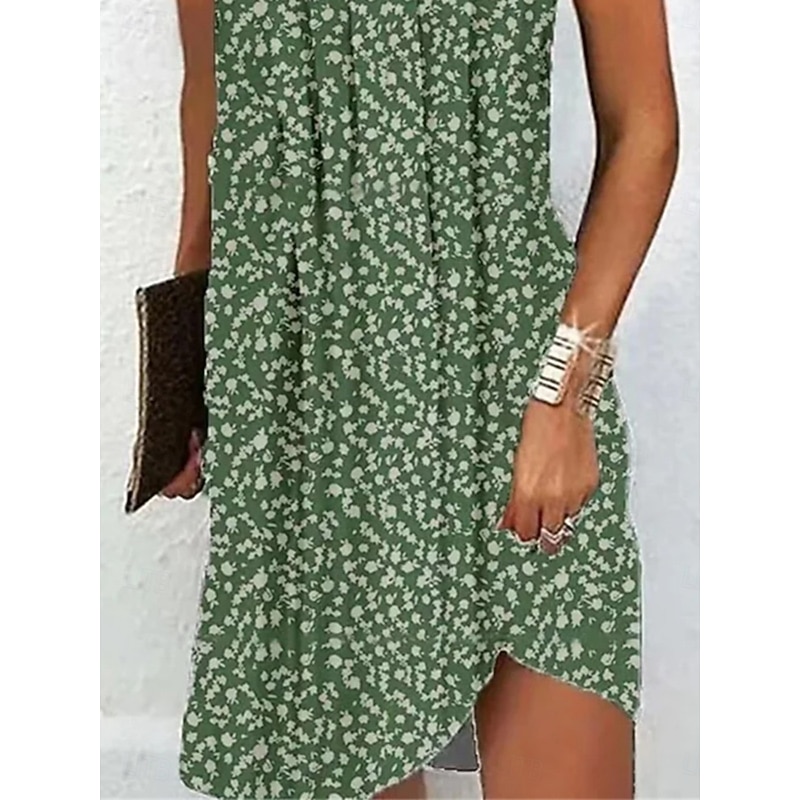 Women's Mini Dress Summer Dress Casual Daily Regular Fit Floral Graphic Sleeveless V Neck Red Navy Blue Green Gray Summer2