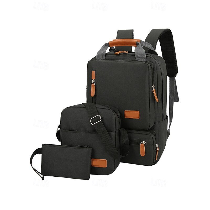 Men's Large Capacity Multi-Pocket Backpack Set, Including Crossbody Bag and Coin Purse, with Adjustable Shoulder Strap,  Multi-Pocket Design - Stylish and Practical for School, Travel or Daily Use3