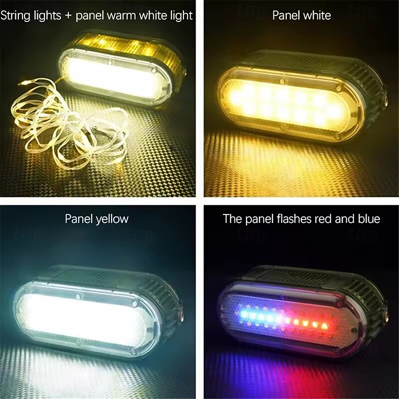 6.5-Meter String Lights Flexible Light Strip Outdoor Camping Atmosphere Light Storage Light String Portable Tent Decoration Light 7 Light Effect Modes Warning Light Effect Strip Hook Magnetic Suction  1PC4