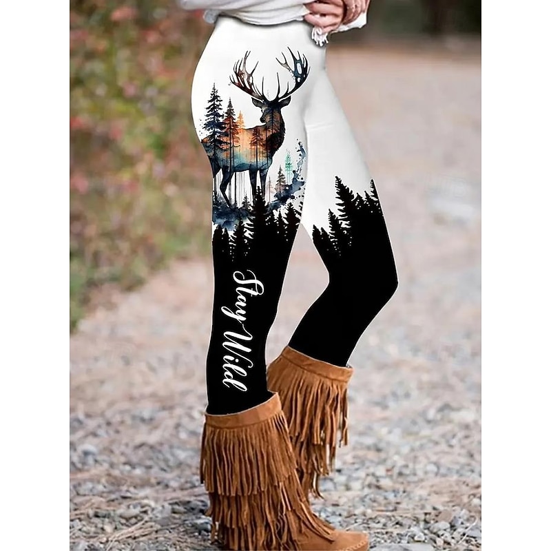 Women's Leggings Vacation Vintage Fashion Ankle-Length High Waist Graphic Stripe Printing Soft Breathable Stretchy Vacation Casual Daily Grey Black Brown Spring Regular Fit2