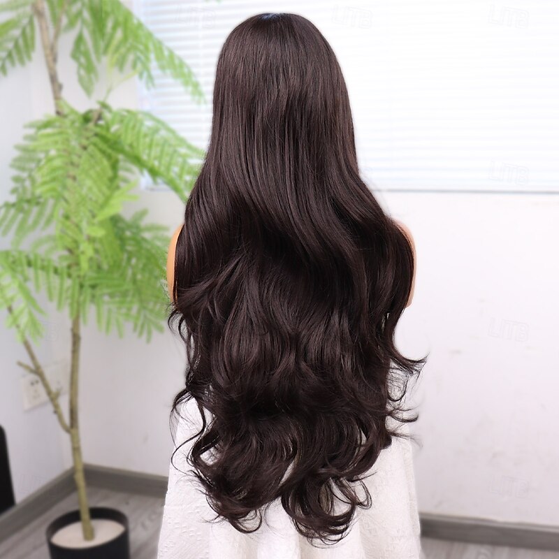 Synthetic Lace Wig Body Wave Style 30 inch Brown Middle Part 13x6 Lace Front Wig Women's Wig Dark Brown / Light Brown4