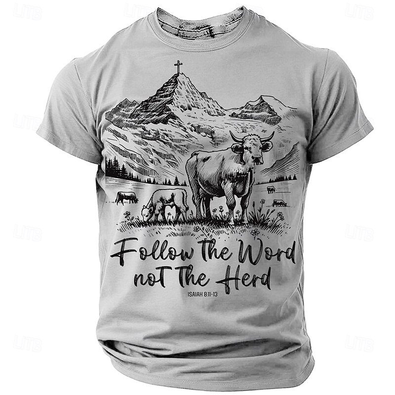 Men's Christian T Shirt Short Sleeve T shirt 3D Print Crew Neck Shirt Fashion Daily Casual Street Casual Daily Green Khaki Gray Summer Spring Clothing Apparel S M L XL XXL XXXL2