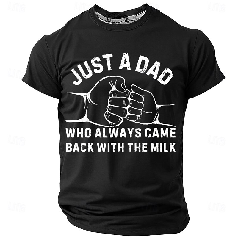 Men's Funny Dad Graphic T-Shirt: 'Just a Dad Who Always Came Back With The Milk' Short Sleeve4