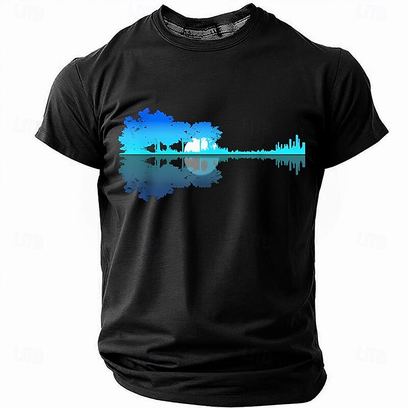 Music Festival Men's Guitar T Shirt Short Sleeve T shirt 3D Print Crew Neck Shirt Fashion Daily Street Casual Black Summer Spring Clothing Apparel S M L XL XXL XXXL