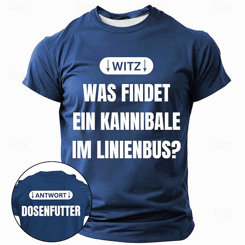 Men's Joke What Does A Cannibal Find On A Bus Answer Canned Food T Shirt Short Sleeve T shirt Graphic Print Crew Neck Shirt Fashion Daily Street Black Green Clothing Apparel