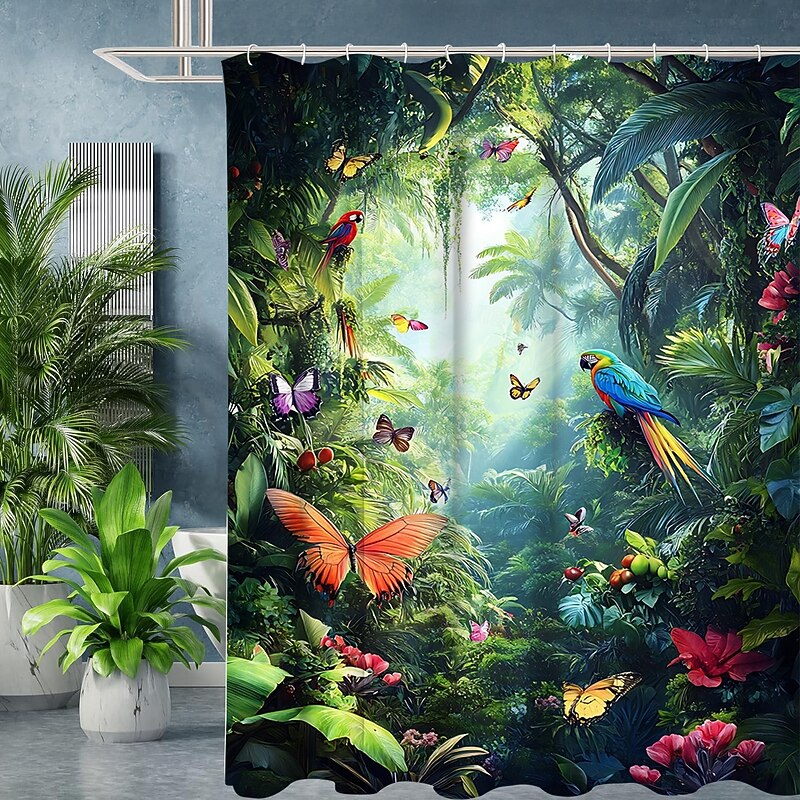 Shower Curtain with Hooks 180cm*180cm(70