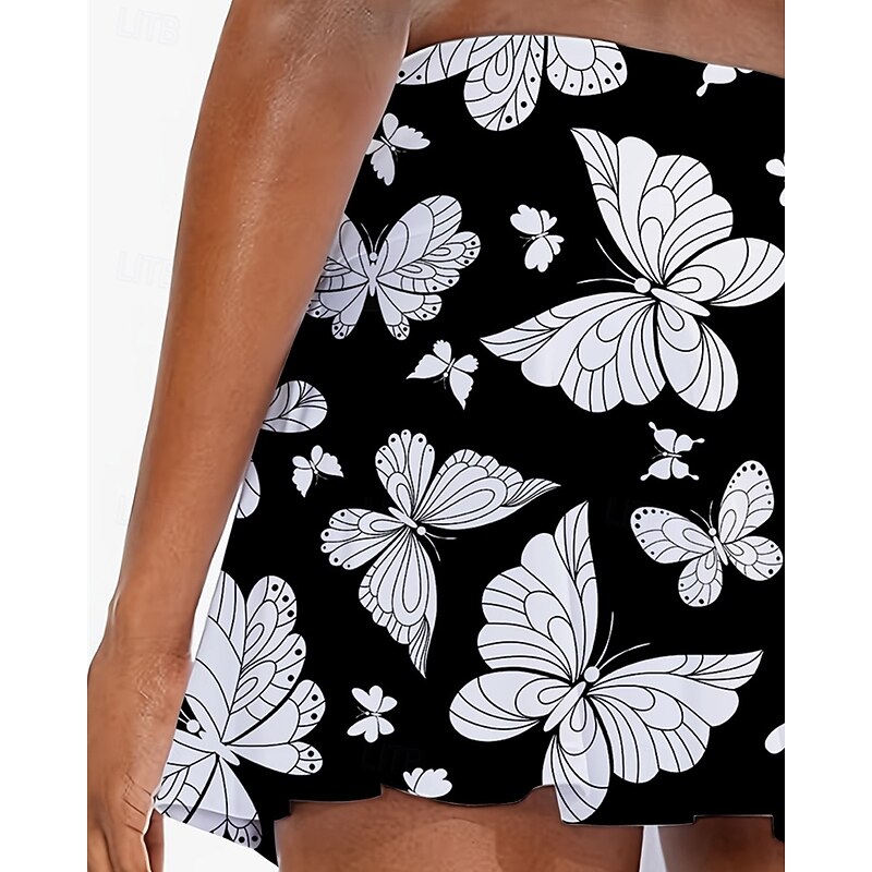 Women's Floral Tennis Skirts with Shorts Pocket Quick Dry Tennis Golf Badminton Skort Black White Navy Blue Tennis Clothing4
