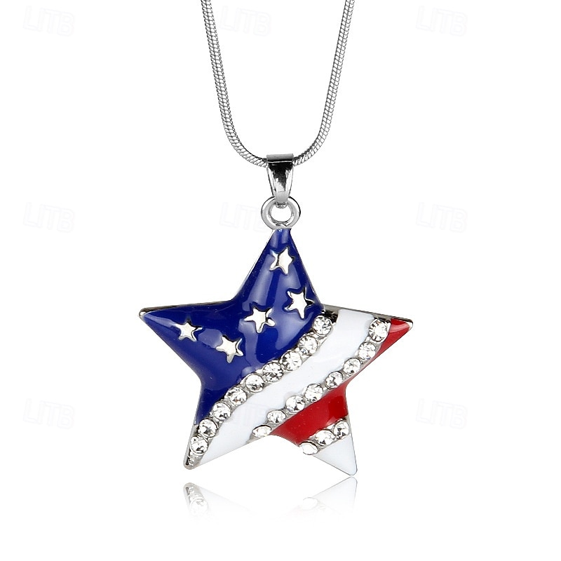 2 Pcs 4th of July Necklace for Women - Fourth July Accessories - Red White Blue Necklace - Stars Stripes3